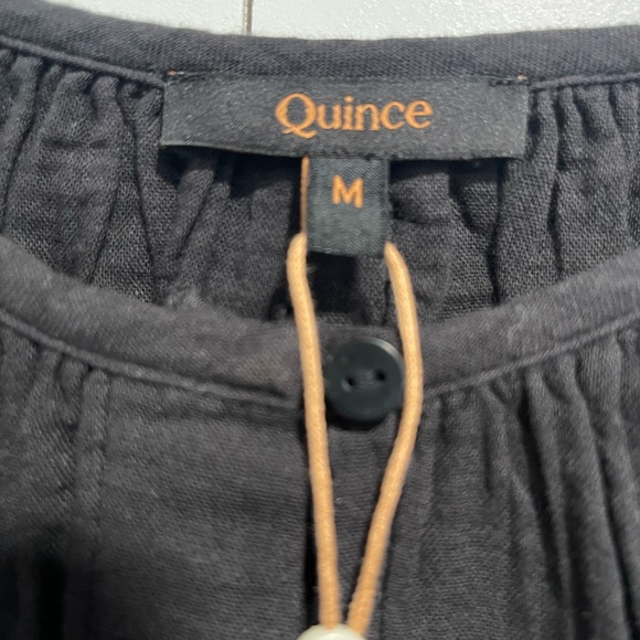 Quince 100% Organic Cotton Gauze Peasant Blouse. Color black - Picture 9 of 10